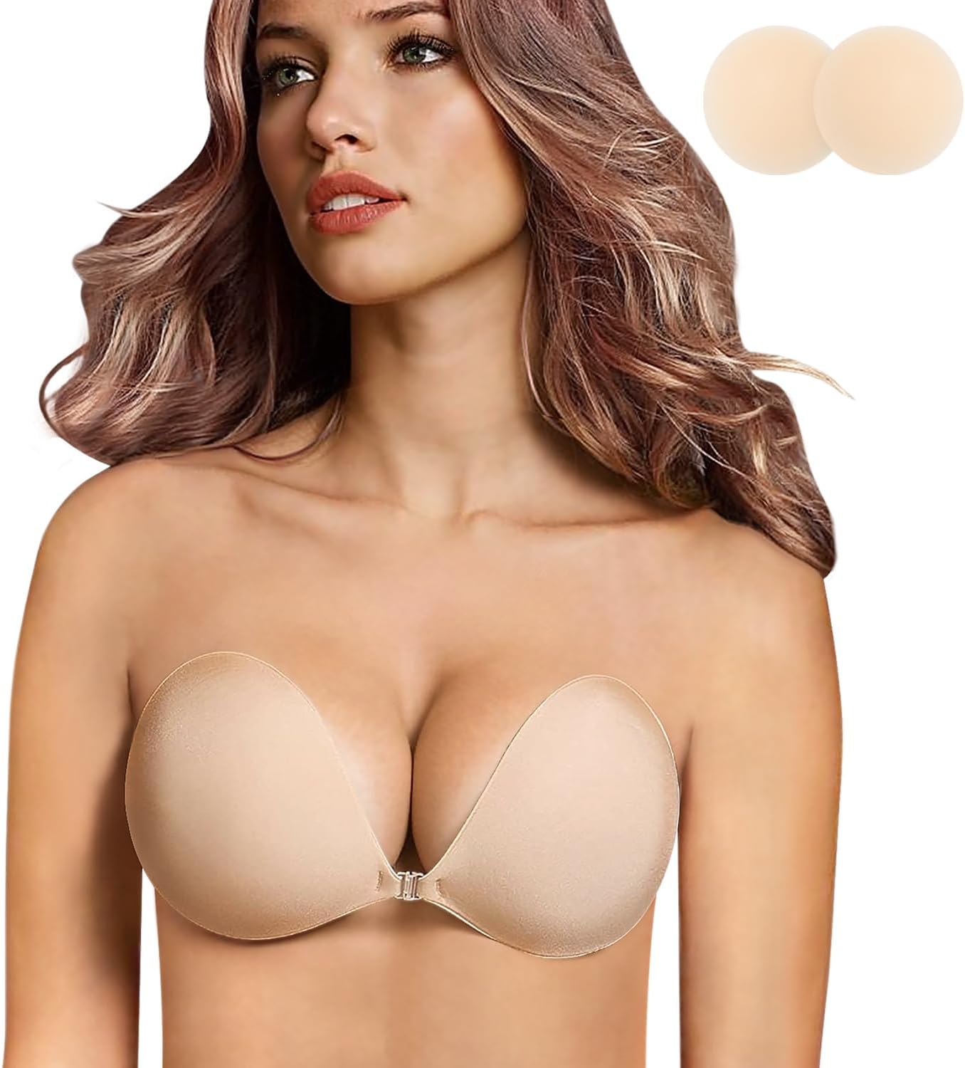 queensecret Adhesive Bra, Push up Strapless Self Adhesive Bra, Invisible Silicone Bra for Backless Dress